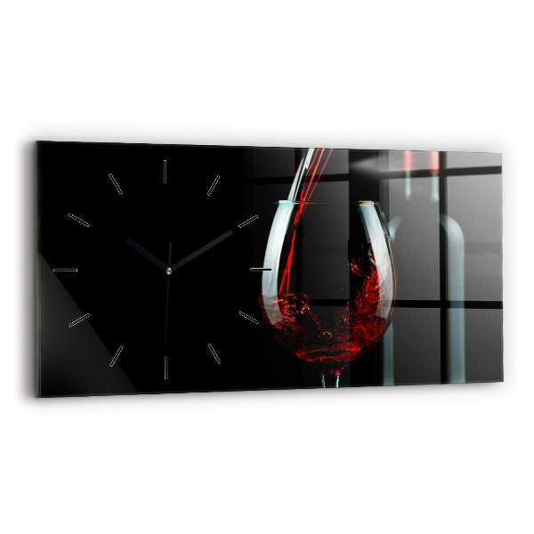 Glass wall clock rectangular A bottle of wine