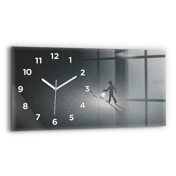 Glass wall clock rectangular Wanderer in the Dark