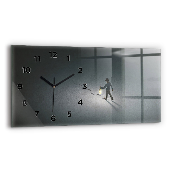 Glass wall clock rectangular Wanderer in the Dark