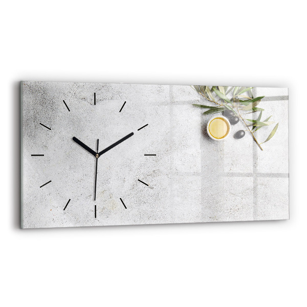 Glass wall clock rectangular Minimalist olives