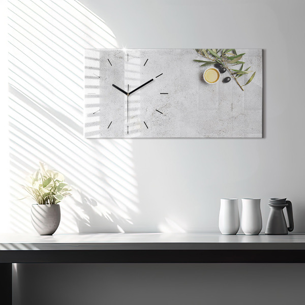 Glass wall clock rectangular Minimalist olives