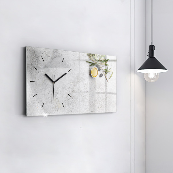 Glass wall clock rectangular Minimalist olives