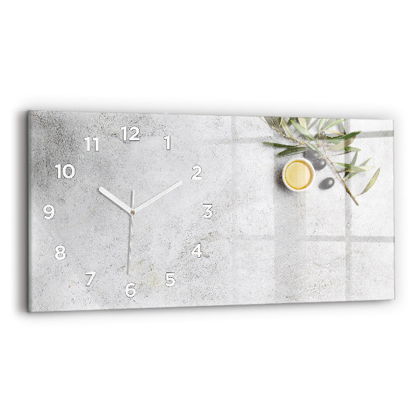 Glass wall clock rectangular Minimalist olives