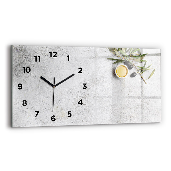 Glass wall clock rectangular Minimalist olives