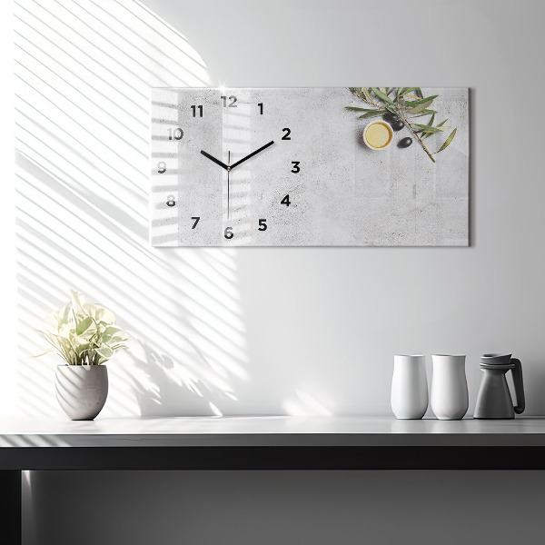 Glass wall clock rectangular Minimalist olives