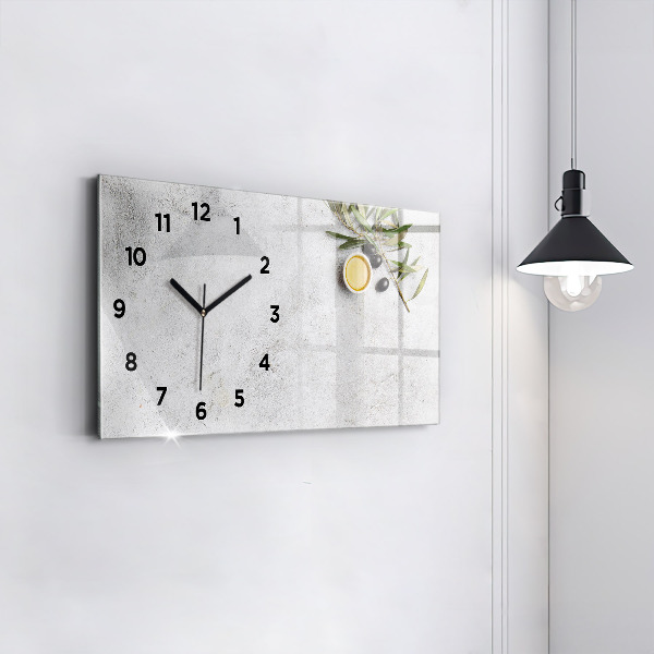 Glass wall clock rectangular Minimalist olives