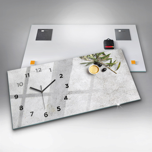 Glass wall clock rectangular Minimalist olives