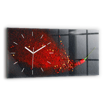 Glass wall clock rectangular Red spice