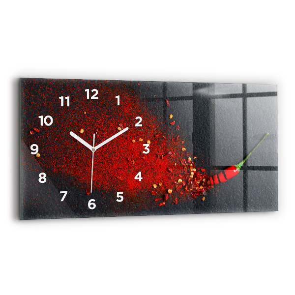 Glass wall clock rectangular Red spice