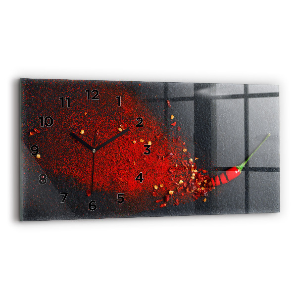 Glass wall clock rectangular Red spice