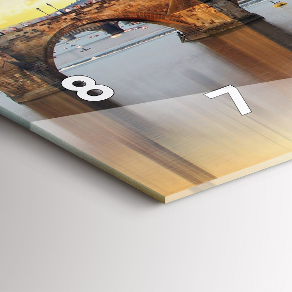 Glass wall clock rectangular Panorama over the river