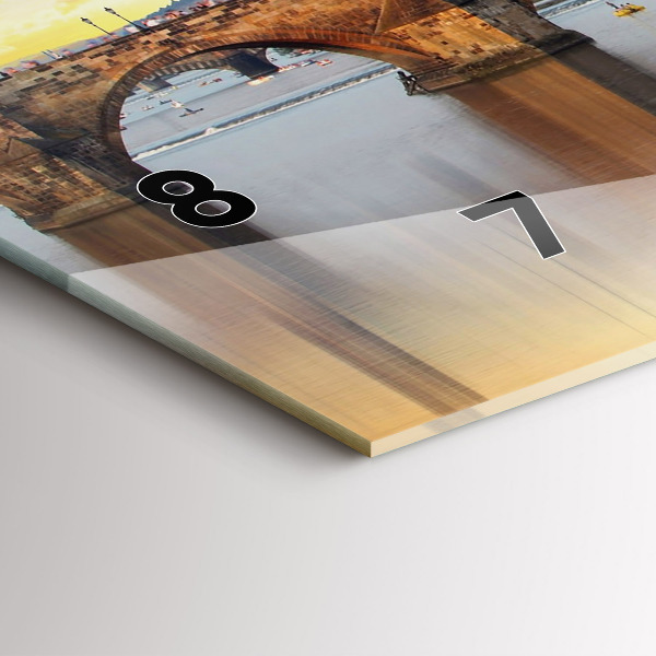 Glass wall clock rectangular Panorama over the river