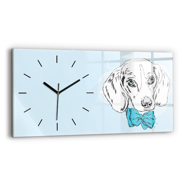 Glass wall clock rectangular Puppy dog