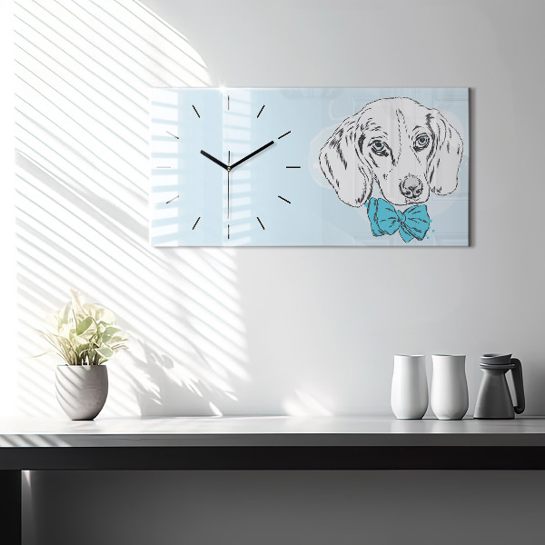 Glass wall clock rectangular Puppy dog