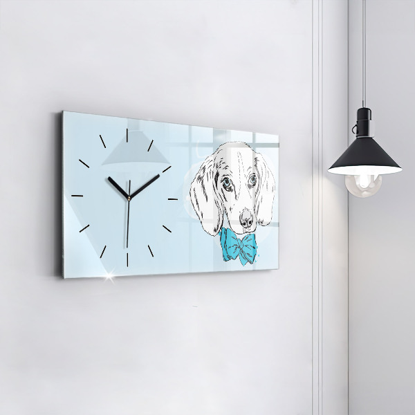 Glass wall clock rectangular Puppy dog