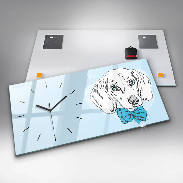 Glass wall clock rectangular Puppy dog