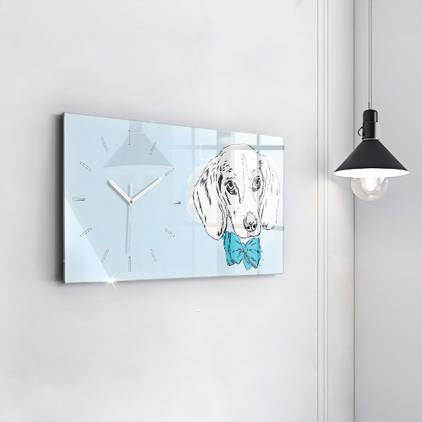 Glass wall clock rectangular Puppy dog