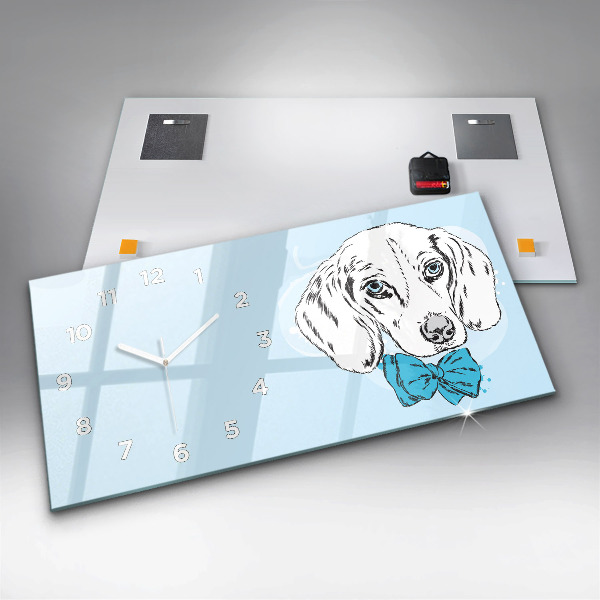 Glass wall clock rectangular Puppy dog