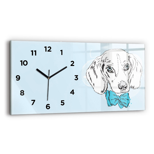 Glass wall clock rectangular Puppy dog