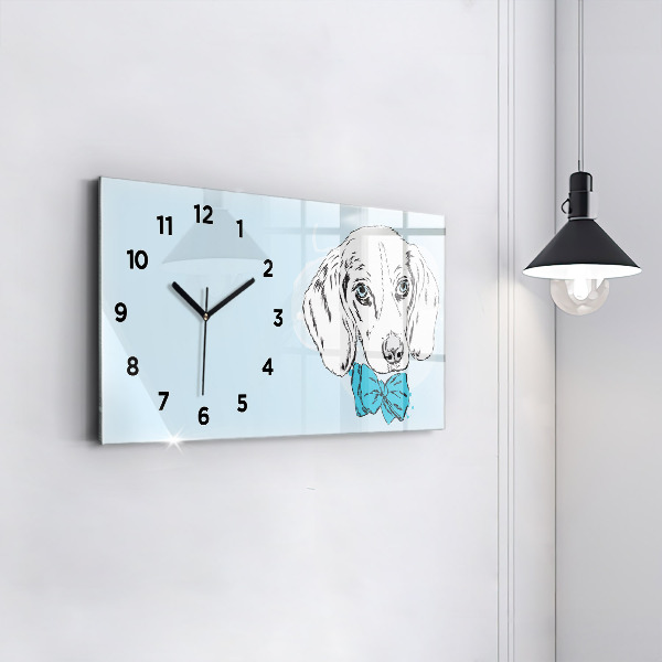 Glass wall clock rectangular Puppy dog