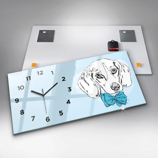 Glass wall clock rectangular Puppy dog