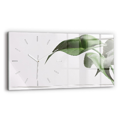 Glass wall clock rectangular Abstract leaves