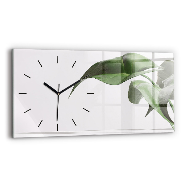 Glass wall clock rectangular Abstract leaves