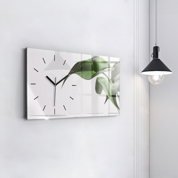 Glass wall clock rectangular Abstract leaves