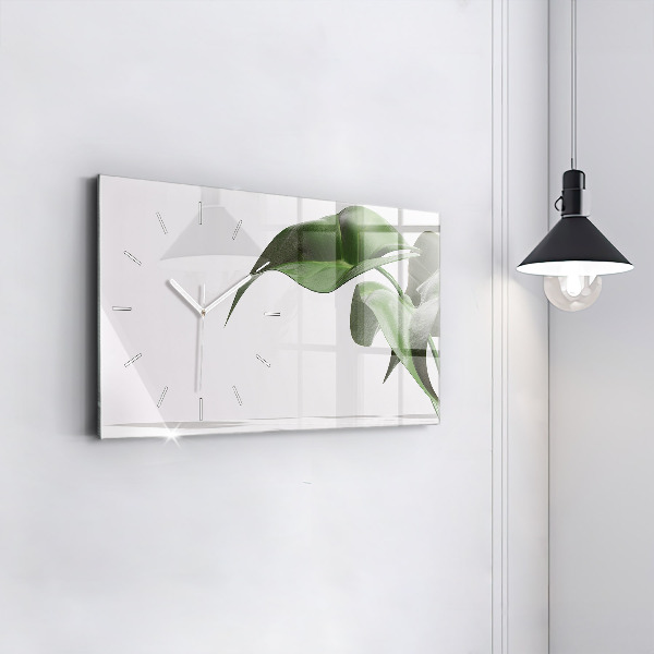 Glass wall clock rectangular Abstract leaves