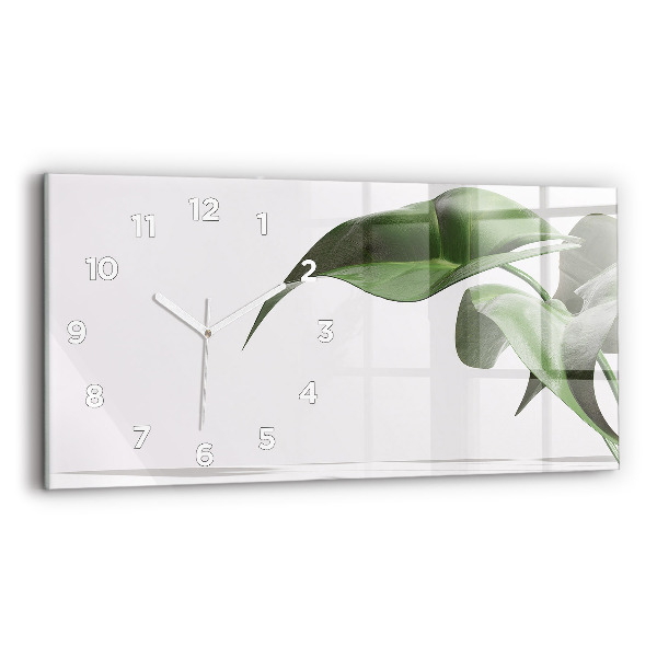 Glass wall clock rectangular Abstract leaves