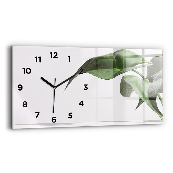 Glass wall clock rectangular Abstract leaves