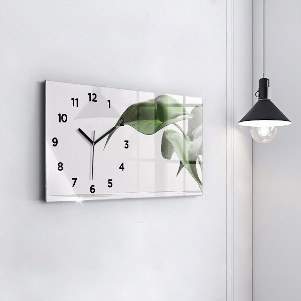 Glass wall clock rectangular Abstract leaves