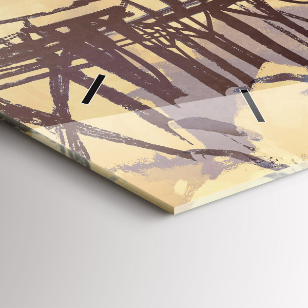 Glass wall clock rectangular Man on the old bridge