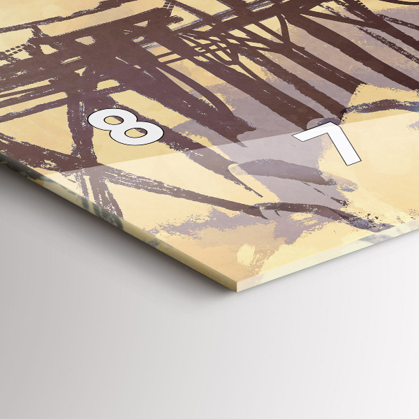 Glass wall clock rectangular Man on the old bridge