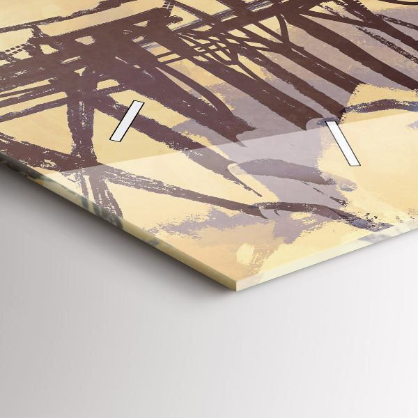 Glass wall clock rectangular Man on the old bridge