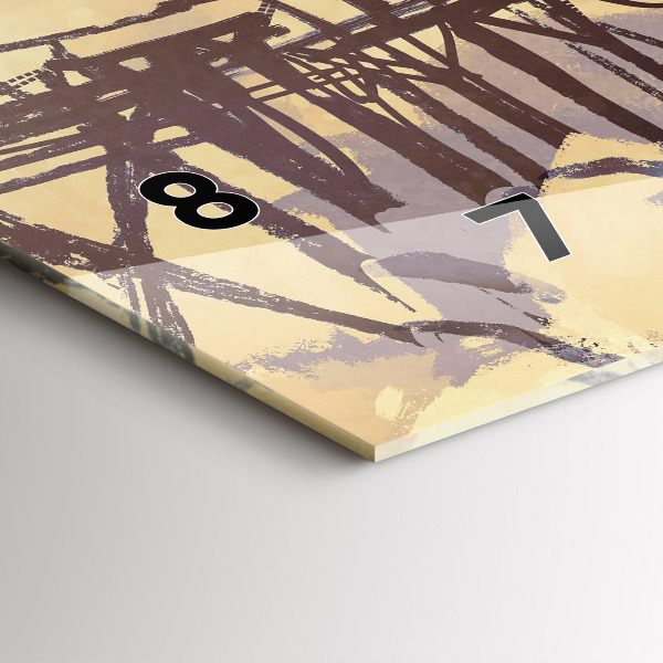 Glass wall clock rectangular Man on the old bridge