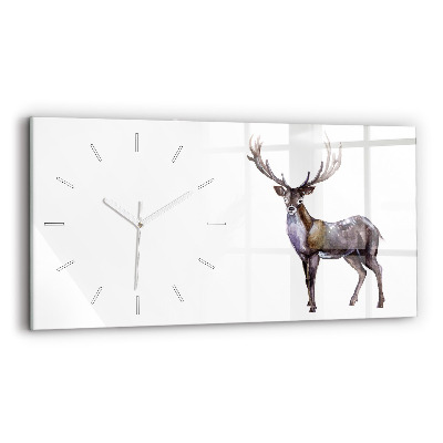 Glass wall clock rectangular Deer King of the Forest