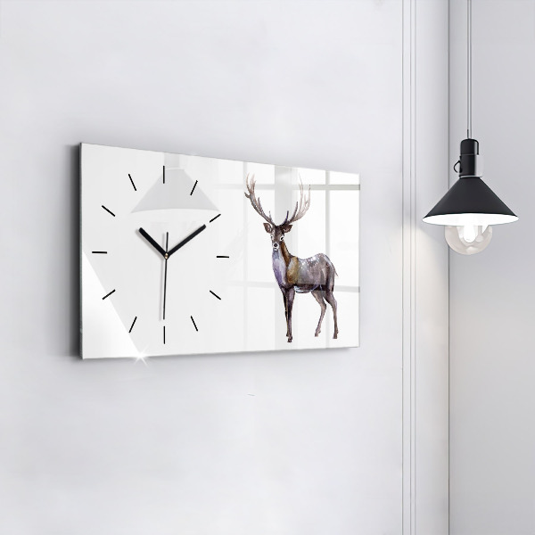 Glass wall clock rectangular Deer King of the Forest