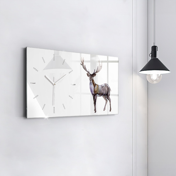 Glass wall clock rectangular Deer King of the Forest