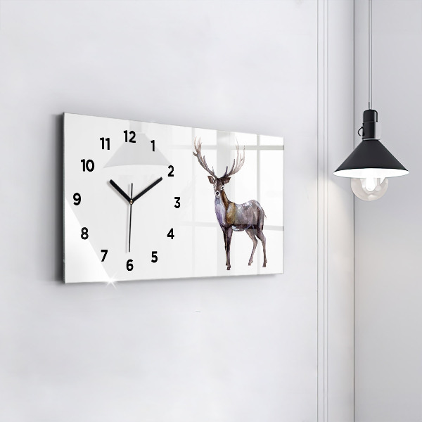 Glass wall clock rectangular Deer King of the Forest