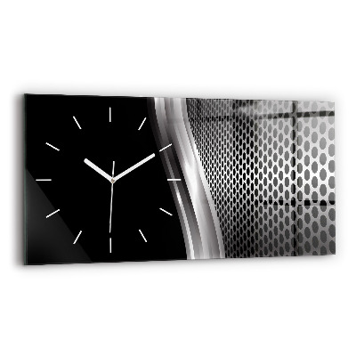 Glass wall clock rectangular Black metal abstraction