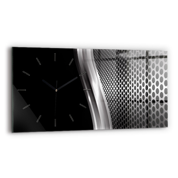 Glass wall clock rectangular Black metal abstraction