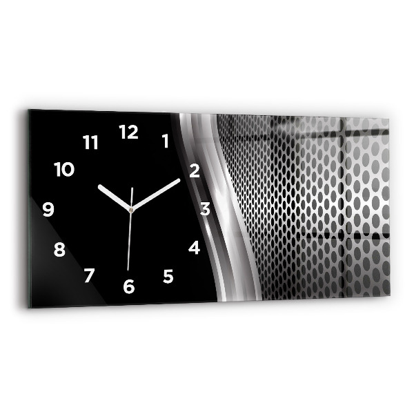 Glass wall clock rectangular Black metal abstraction
