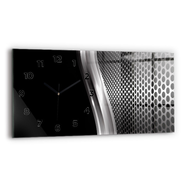 Glass wall clock rectangular Black metal abstraction