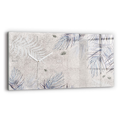 Glass wall clock rectangular Palm leaf