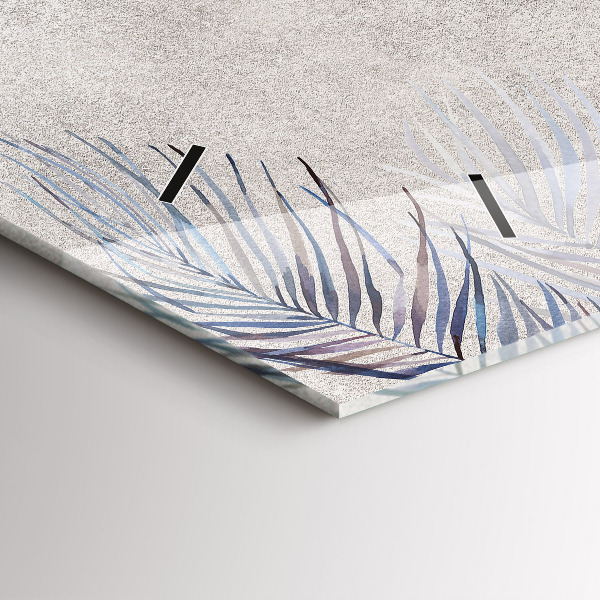 Glass wall clock rectangular Palm leaf