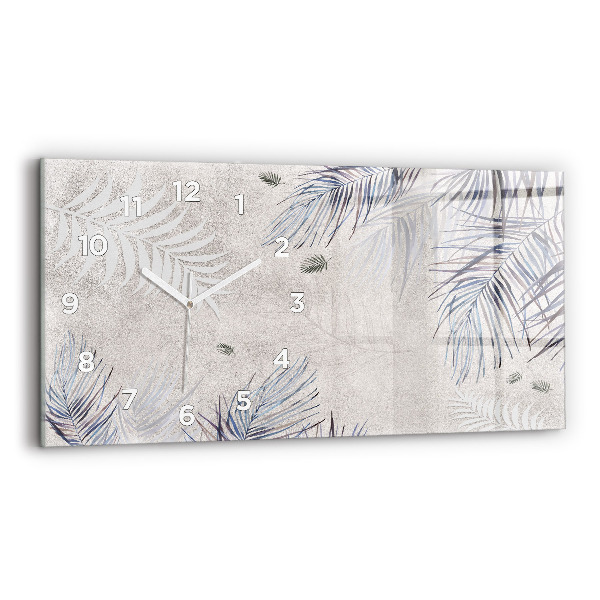 Glass wall clock rectangular Palm leaf