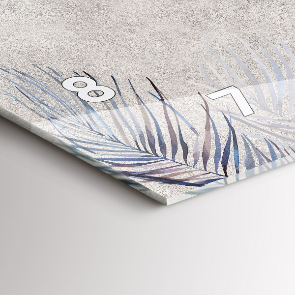 Glass wall clock rectangular Palm leaf
