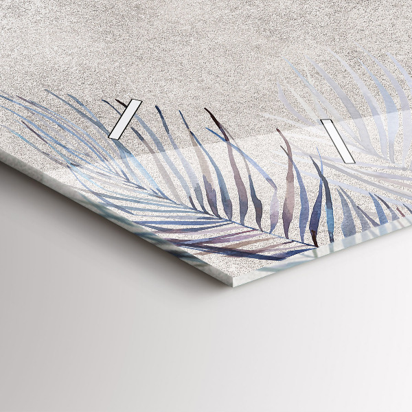 Glass wall clock rectangular Palm leaf