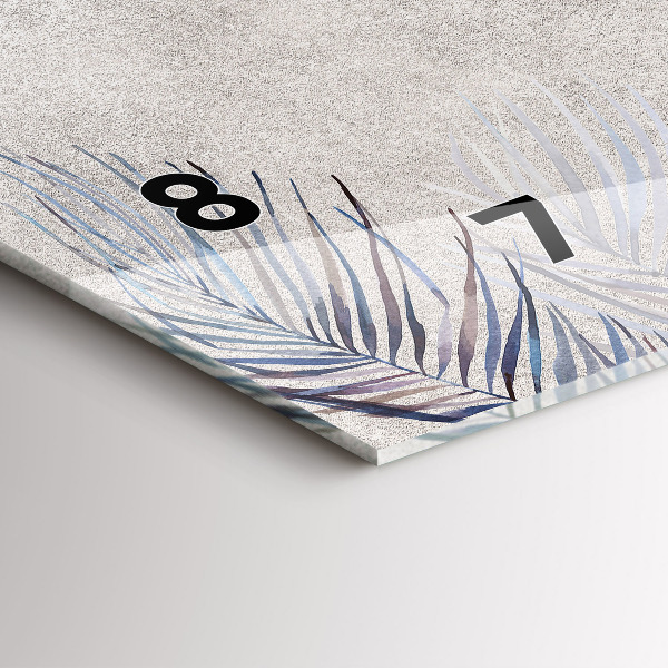Glass wall clock rectangular Palm leaf